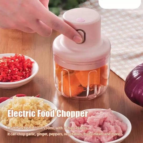 250ml Pink Usb Wireless Electric Garlic Masher Sturdy Press Mincer Vegetable Chili Meat Grinder Food Chopper Kitchen Tools - Hypermartpk