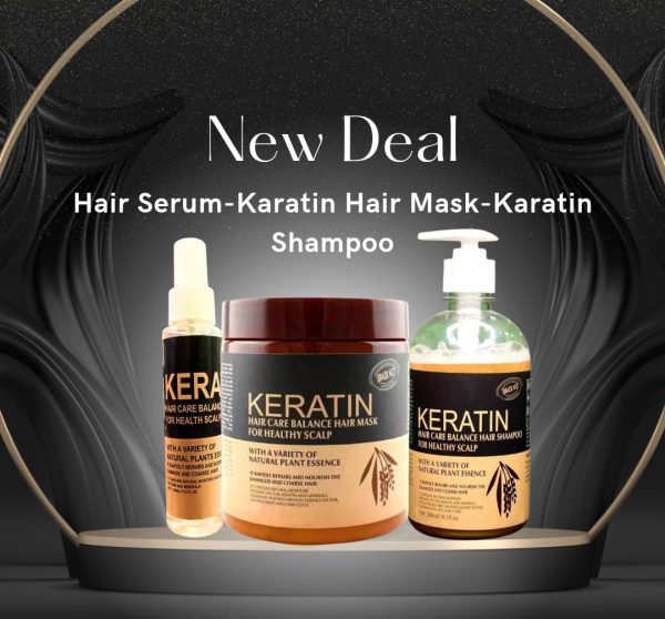 Keratin Pack Of 3 Items Keratin Hair Mask| Keratin Shampoo| Keratin Hair Serum (New Deal) - Hypermartpk